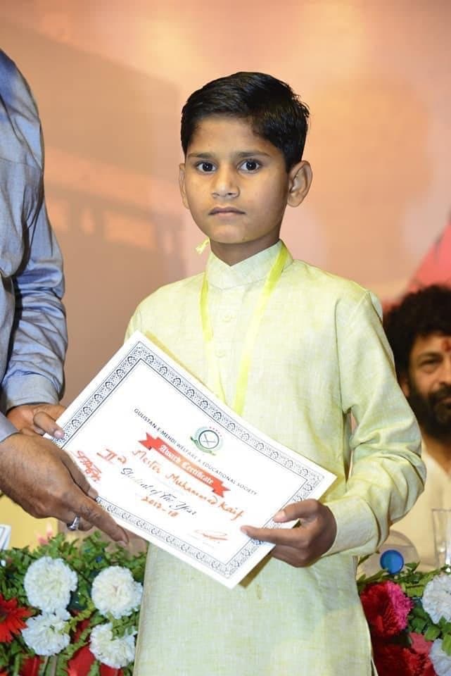 With his certificate